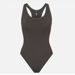 SKIMS Utility Sport Scoop Neck Bodysuit Gunmetal